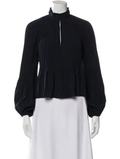 Pre-owned Veronica Beard V-neck Long Sleeve Crop Top In Blue