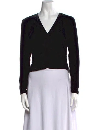 Pre-owned Veronica Beard V-neck Long Sleeve Crop Top W/ Tags In Black