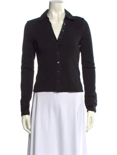 Pre-owned Veronica Beard V-neck Long Sleeve Polo In Black