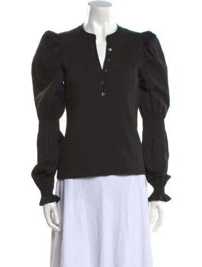 Pre-owned Veronica Beard V-neck Long Sleeve Polo In Black