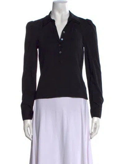 Pre-owned Veronica Beard V-neck Long Sleeve Polo In Black