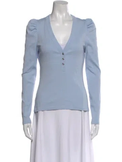 Pre-owned Veronica Beard V-neck Long Sleeve Polo In Blue