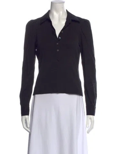 Pre-owned Veronica Beard V-neck Long Sleeve Polo In Blue