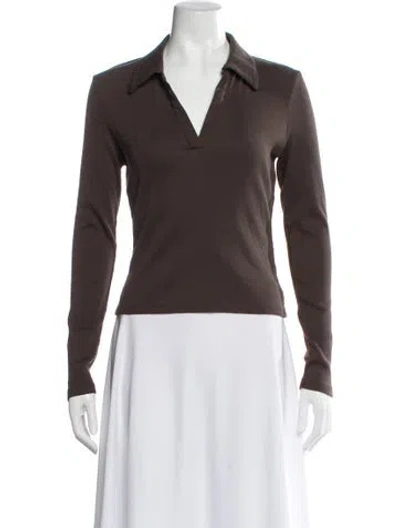 Pre-owned Veronica Beard V-neck Long Sleeve Polo In Brown
