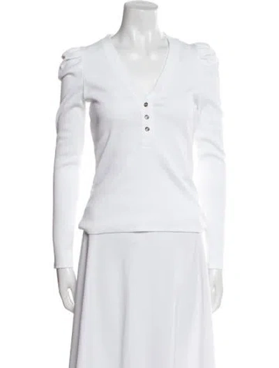 Pre-owned Veronica Beard V-neck Long Sleeve Polo In White