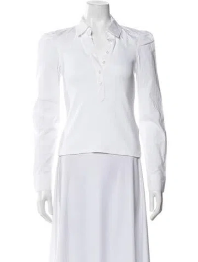 Pre-owned Veronica Beard V-neck Long Sleeve Polo In White