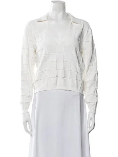 Pre-owned Veronica Beard V-neck Long Sleeve Polo In White