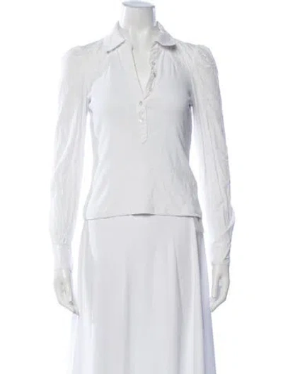 Pre-owned Veronica Beard V-neck Long Sleeve Polo In White