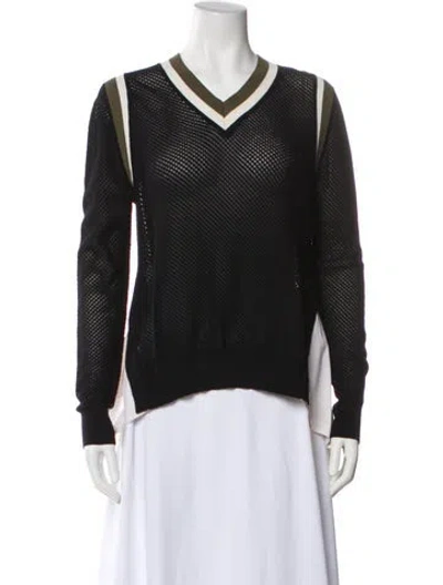 Pre-owned Veronica Beard V-neck Long Sleeve Sweatshirt In Black