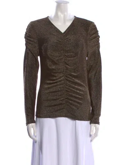 Pre-owned Veronica Beard V-neck Long Sleeve Sweatshirt In Brown