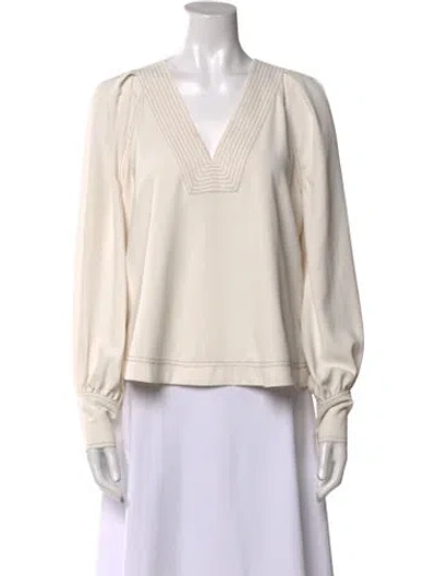 Pre-owned Veronica Beard V-neck Long Sleeve Sweatshirt In Neutral