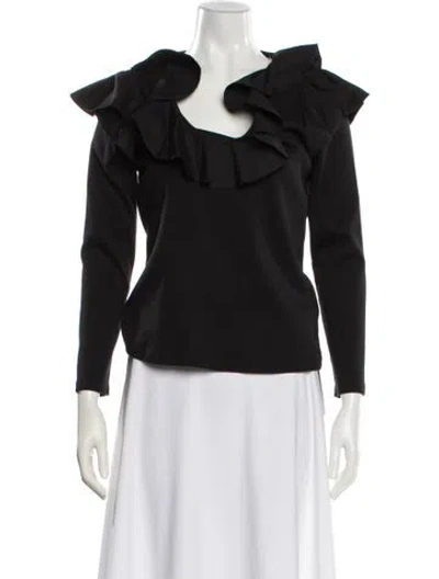 Pre-owned Veronica Beard V-neck Long Sleeve Top In Black