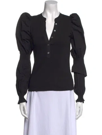 Pre-owned Veronica Beard V-neck Long Sleeve Top In Black