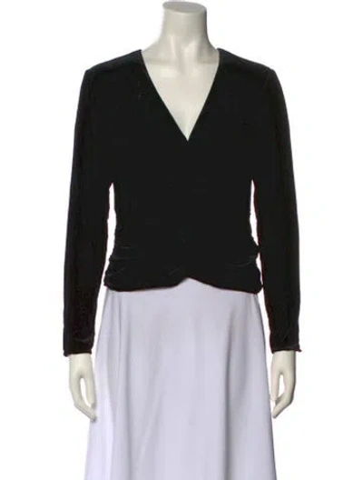 Pre-owned Veronica Beard V-neck Long Sleeve Top In Black