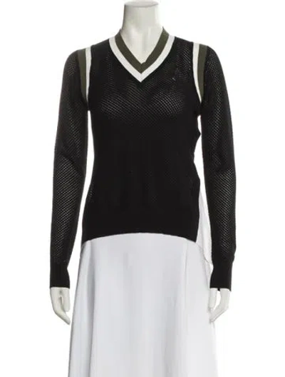 Pre-owned Veronica Beard V-neck Long Sleeve Top In Black