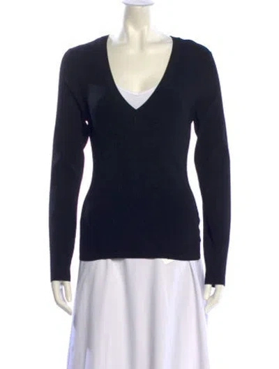 Pre-owned Veronica Beard V-neck Long Sleeve Top In Black