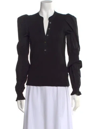 Pre-owned Veronica Beard V-neck Long Sleeve Top In Black