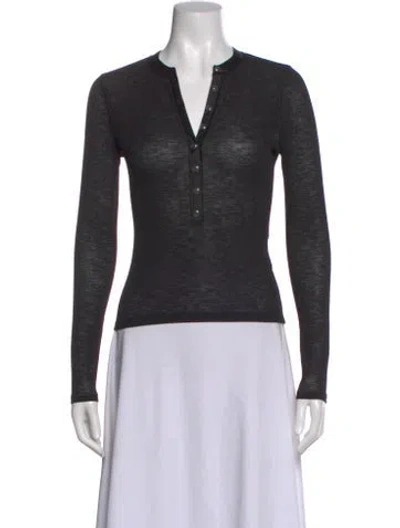 Pre-owned Veronica Beard V-neck Long Sleeve Top In Black