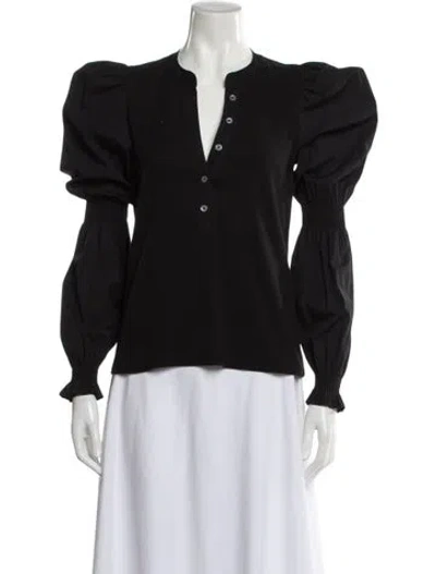Pre-owned Veronica Beard V-neck Long Sleeve Top In Black