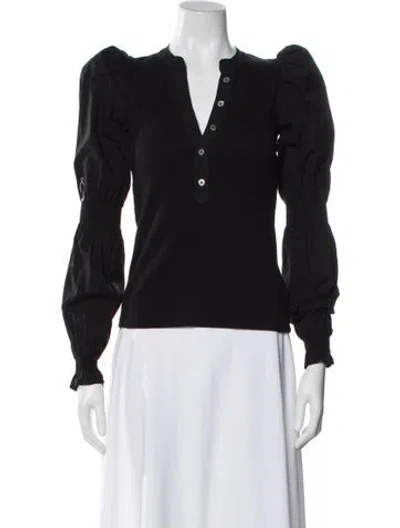 Pre-owned Veronica Beard V-neck Long Sleeve Top In Black