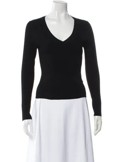 Pre-owned Veronica Beard V-neck Long Sleeve Top In Black