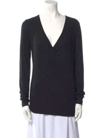 Pre-owned Veronica Beard V-neck Long Sleeve Top In Black
