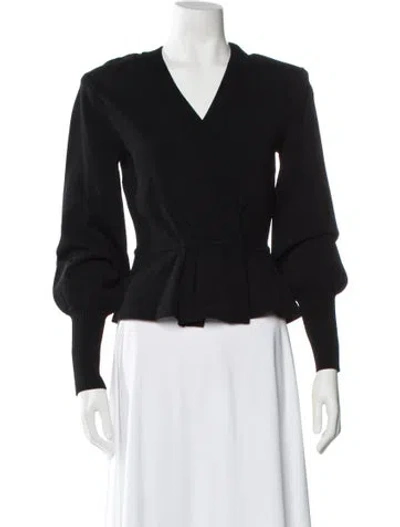 Pre-owned Veronica Beard V-neck Long Sleeve Top In Black