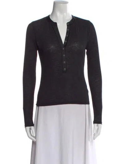 Pre-owned Veronica Beard V-neck Long Sleeve Top In Black