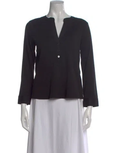 Pre-owned Veronica Beard V-neck Long Sleeve Top In Black