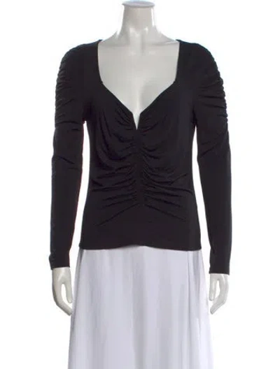 Pre-owned Veronica Beard V-neck Long Sleeve Top In Black