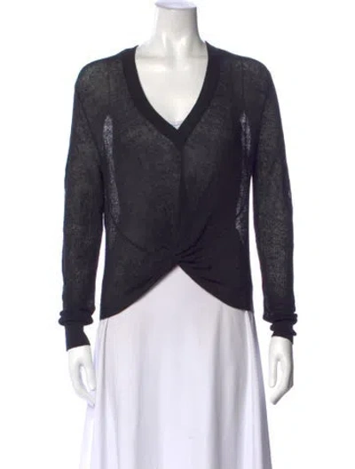 Pre-owned Veronica Beard V-neck Long Sleeve Top In Black