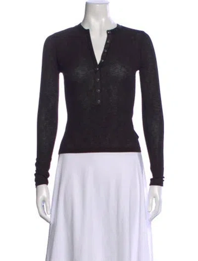 Pre-owned Veronica Beard V-neck Long Sleeve Top In Black