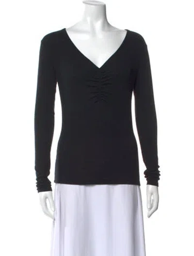 Pre-owned Veronica Beard V-neck Long Sleeve Top In Black