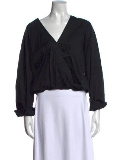 Pre-owned Veronica Beard V-neck Long Sleeve Top In Black
