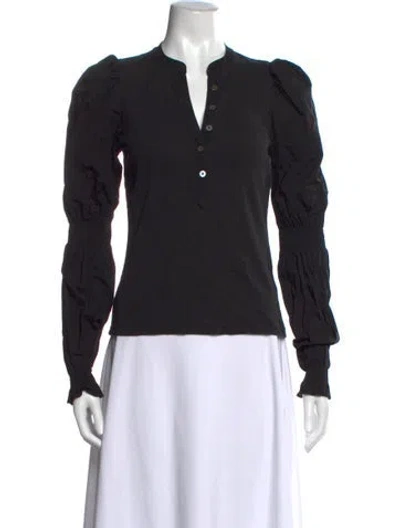 Pre-owned Veronica Beard V-neck Long Sleeve Top In Black