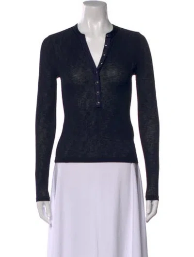 Pre-owned Veronica Beard V-neck Long Sleeve Top In Black