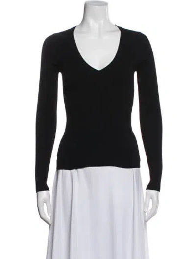 Pre-owned Veronica Beard V-neck Long Sleeve Top In Black