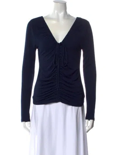 Pre-owned Veronica Beard V-neck Long Sleeve Top In Blue