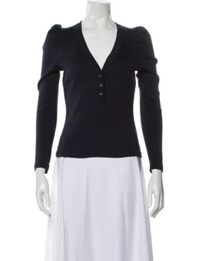 Pre-owned Veronica Beard V-neck Long Sleeve Top In Blue
