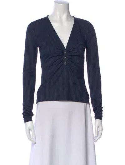 Pre-owned Veronica Beard V-neck Long Sleeve Top In Blue