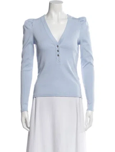 Pre-owned Veronica Beard V-neck Long Sleeve Top In Blue