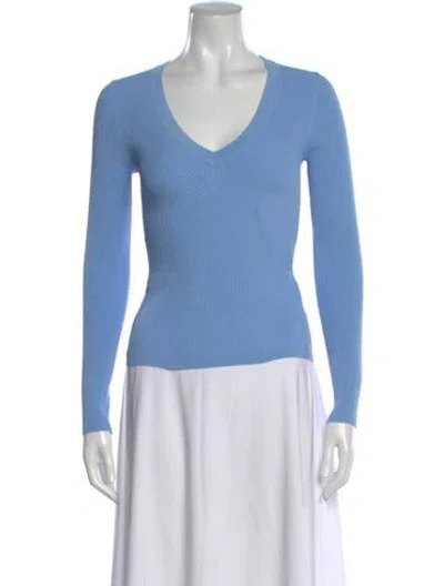 Pre-owned Veronica Beard V-neck Long Sleeve Top In Blue