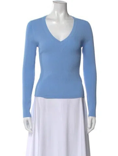 Pre-owned Veronica Beard V-neck Long Sleeve Top In Blue