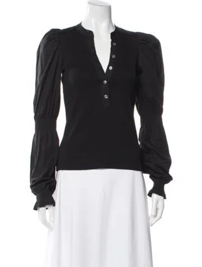 Pre-owned Veronica Beard V-neck Long Sleeve Top In Blue