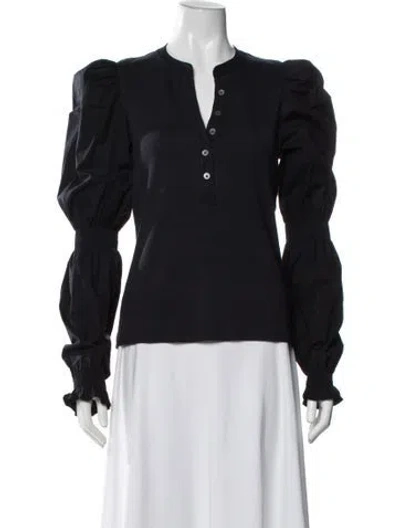 Pre-owned Veronica Beard V-neck Long Sleeve Top In Blue