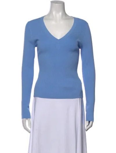 Pre-owned Veronica Beard V-neck Long Sleeve Top In Blue
