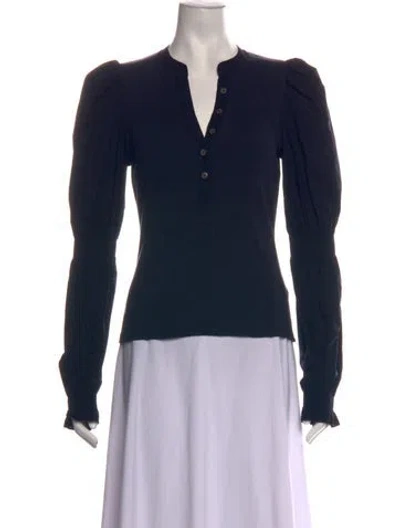 Pre-owned Veronica Beard V-neck Long Sleeve Top In Blue