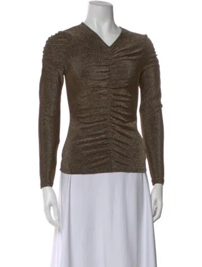 Pre-owned Veronica Beard V-neck Long Sleeve Top In Brown