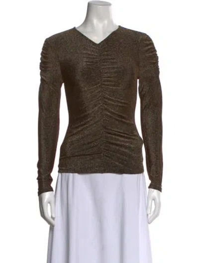 Pre-owned Veronica Beard V-neck Long Sleeve Top In Brown