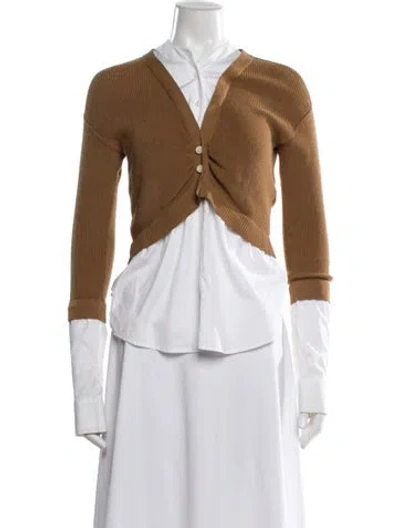 Pre-owned Veronica Beard V-neck Long Sleeve Top In Brown